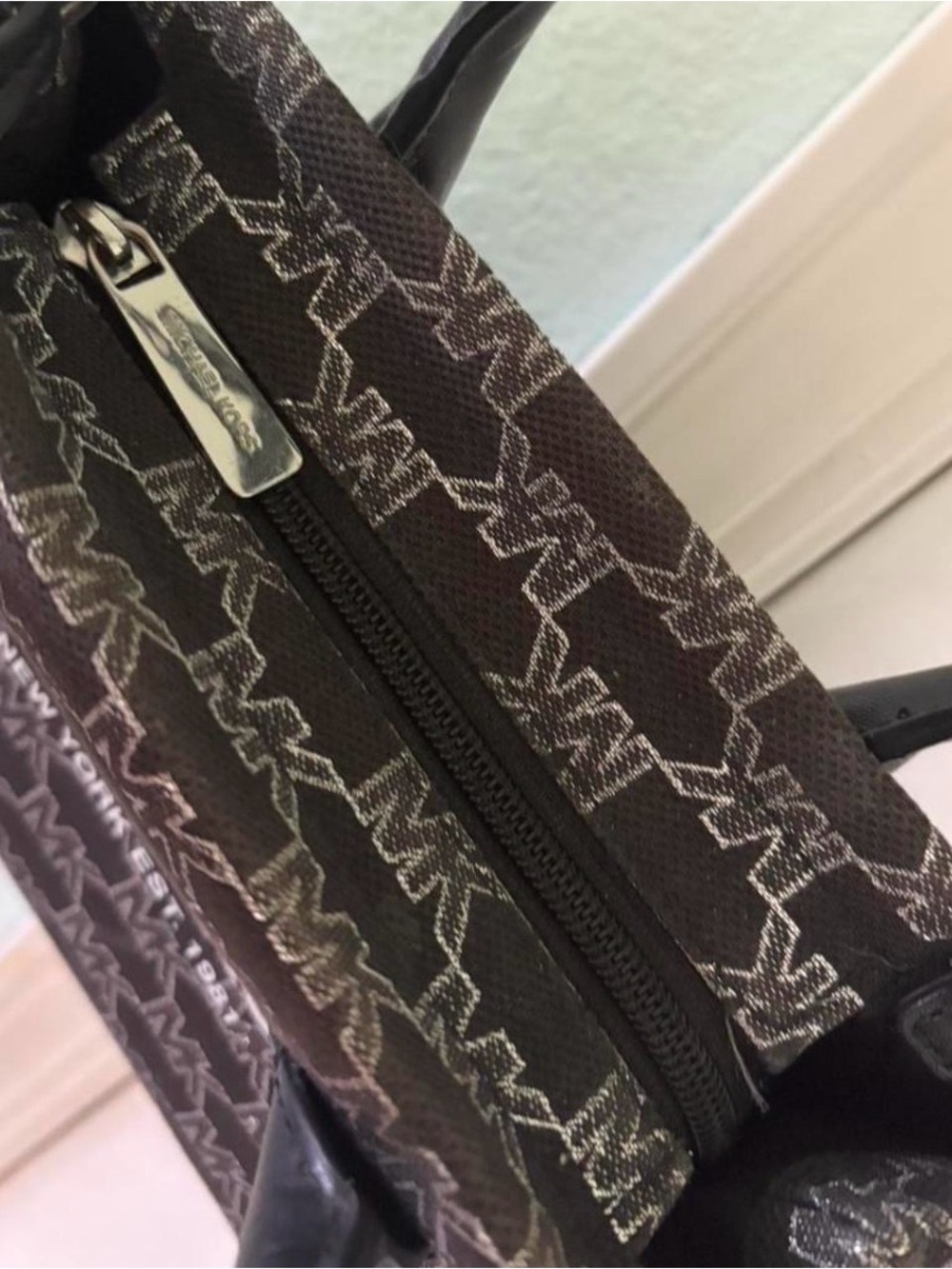 Michael Kors Black and White MK Logo Tote with Shoulder Strap - Picture 3 of 5